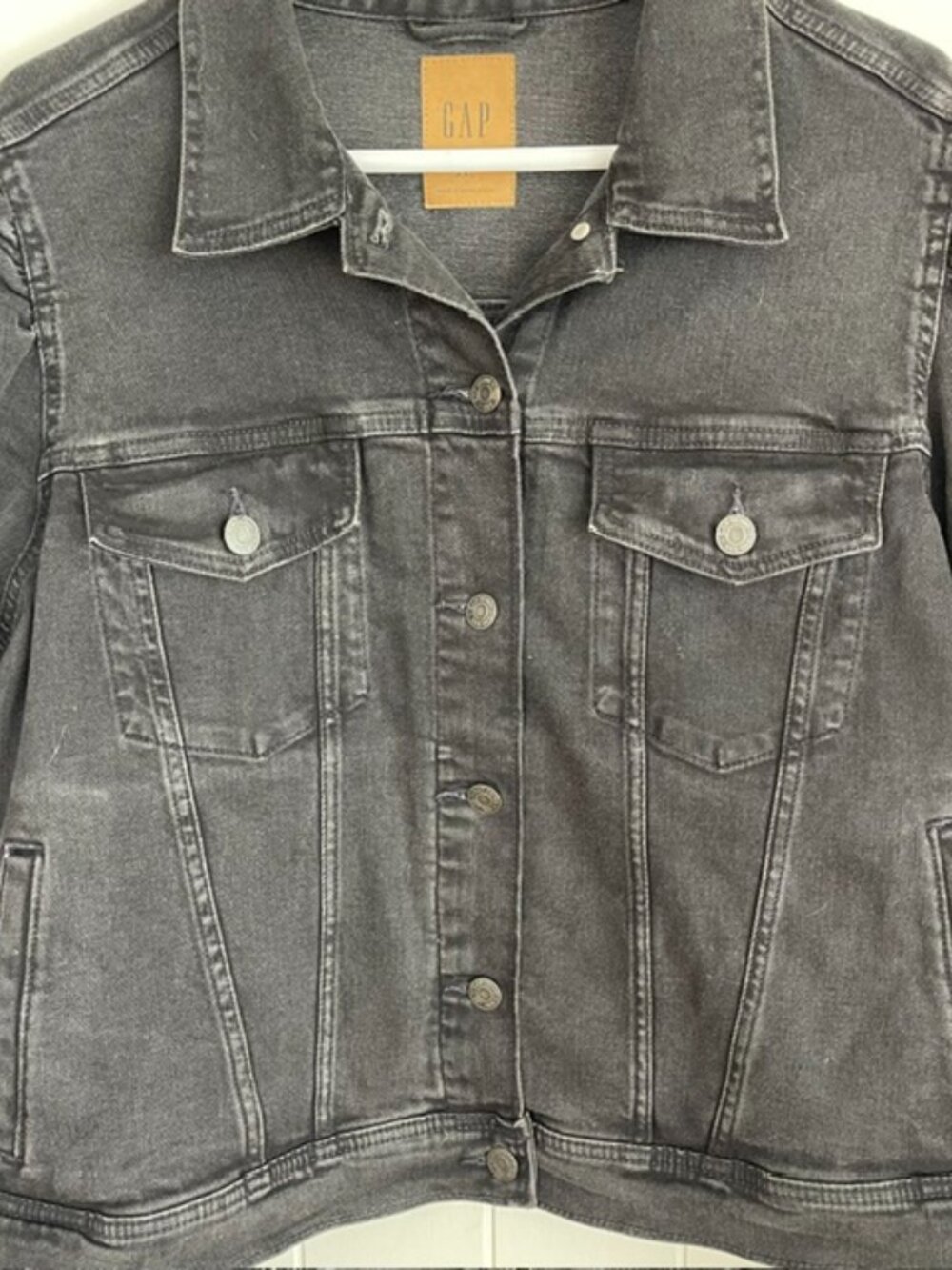 Gap Puff Sleeve Black Stretch Denim Jacket XXL - Picture 4 of 7